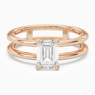 Emerald Open Double Shank Solitaire in 14K Rose Gold main white