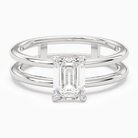 Emerald Open Double Shank Solitaire in 14K White Gold main white