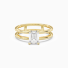 Emerald Open Double Shank Solitaire in 14K Yellow Gold main white
