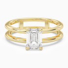 Emerald Open Double Shank Solitaire in 18K Yellow Gold main white