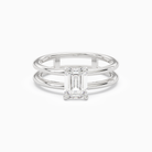 Emerald Open Double Shank Solitaire in Platinum main white