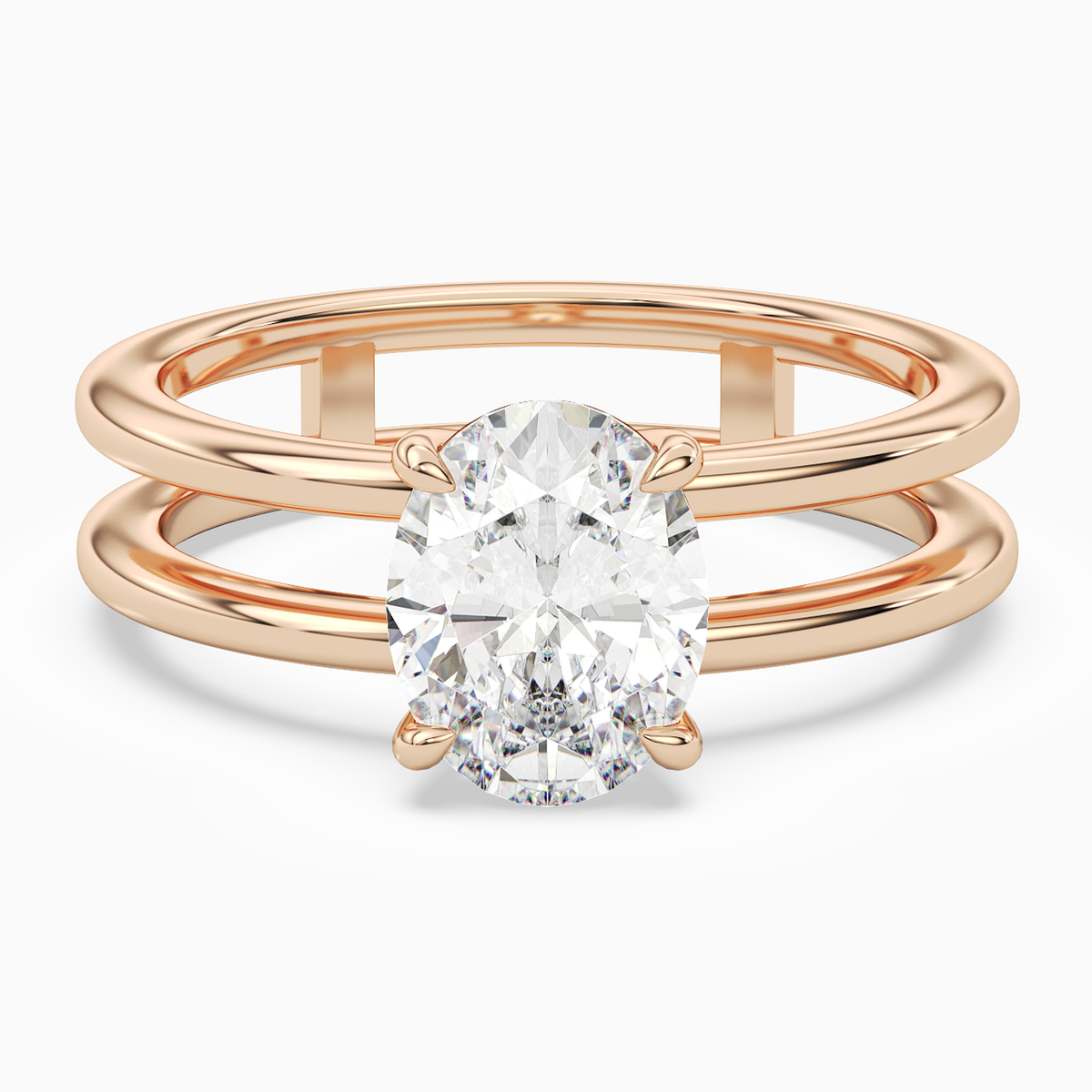 Oval Open Double Shank Solitaire in 14K Rose Gold main white