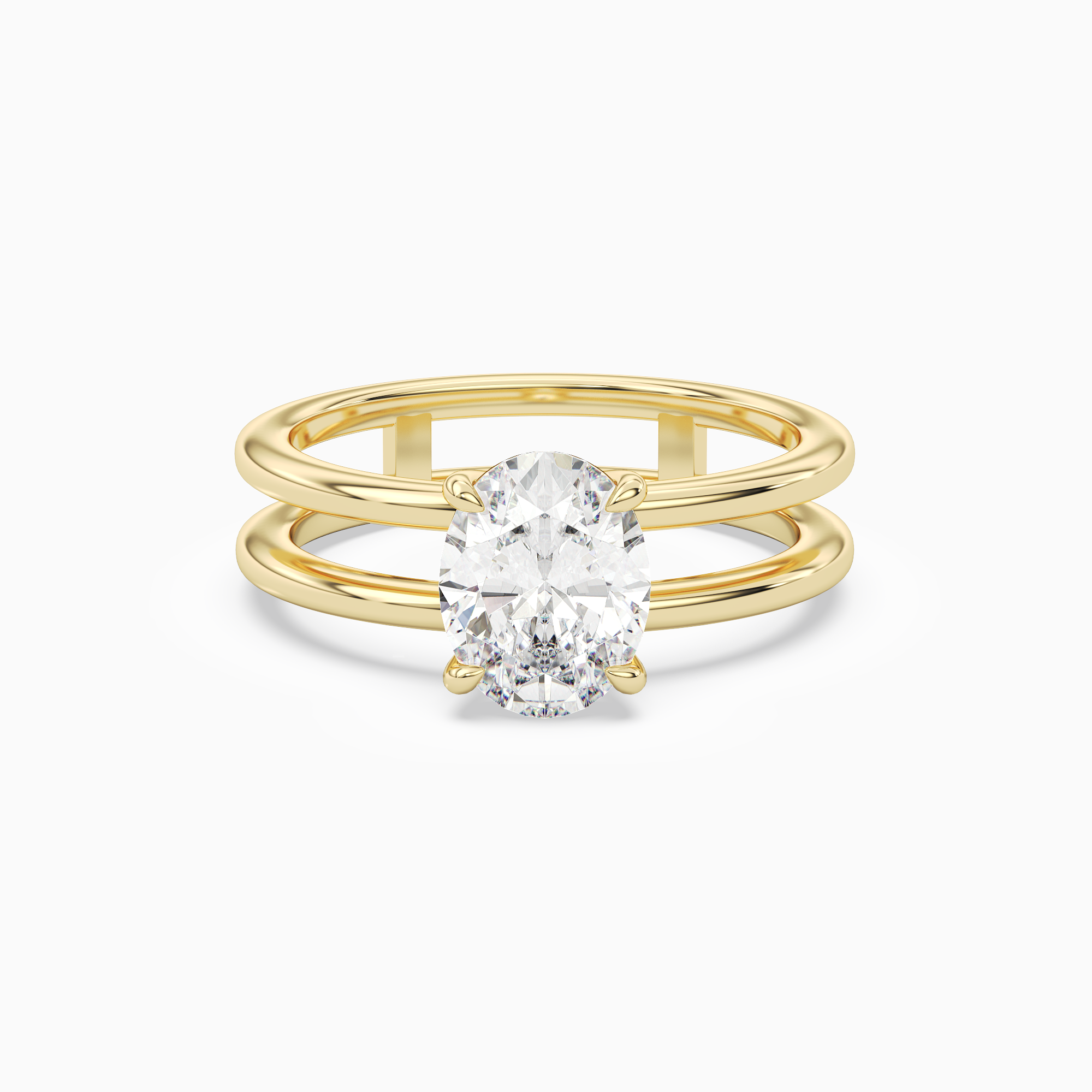 Oval Open Double Shank Solitaire in 14K Yellow Gold main white