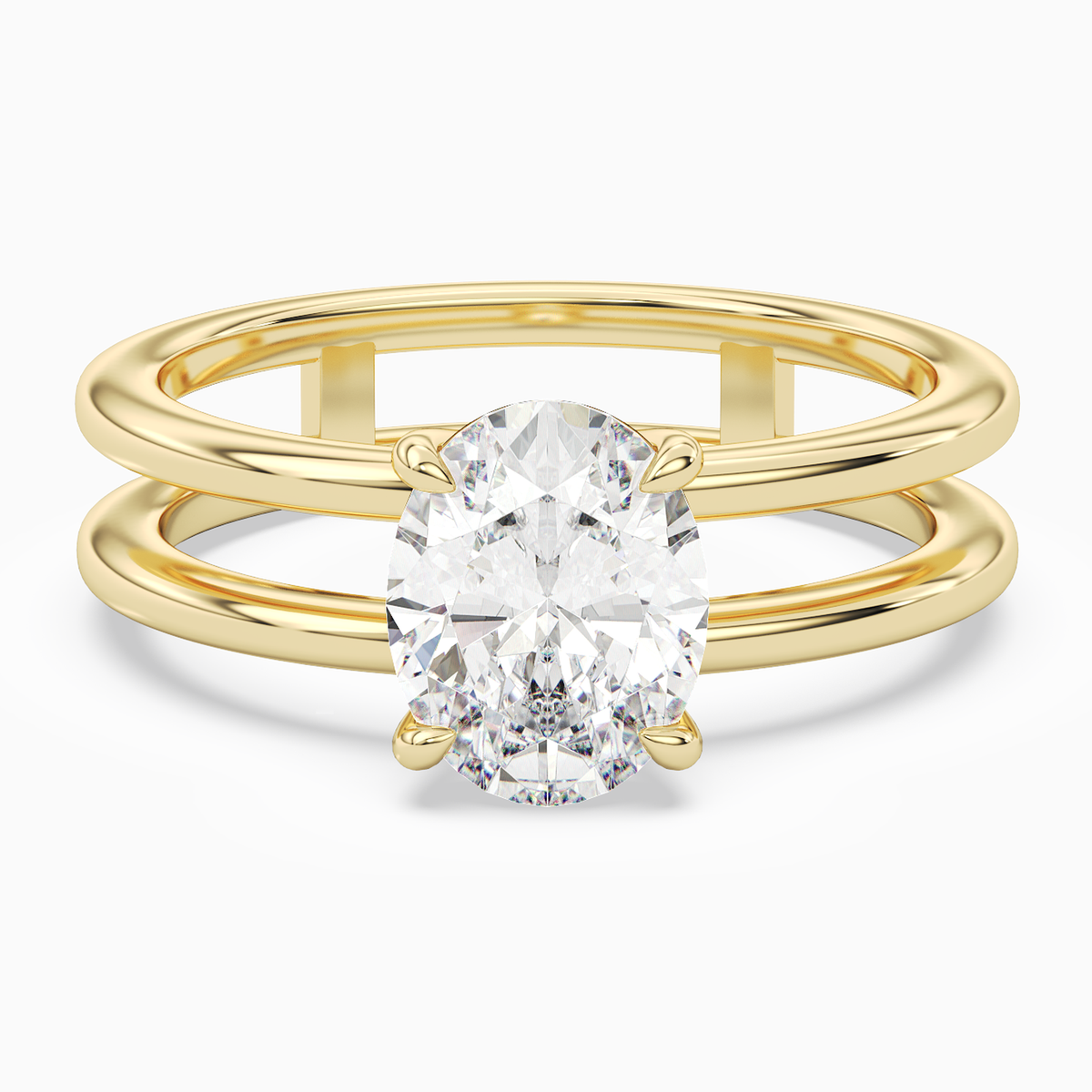 Oval Open Double Shank Solitaire in 18K Yellow Gold main white