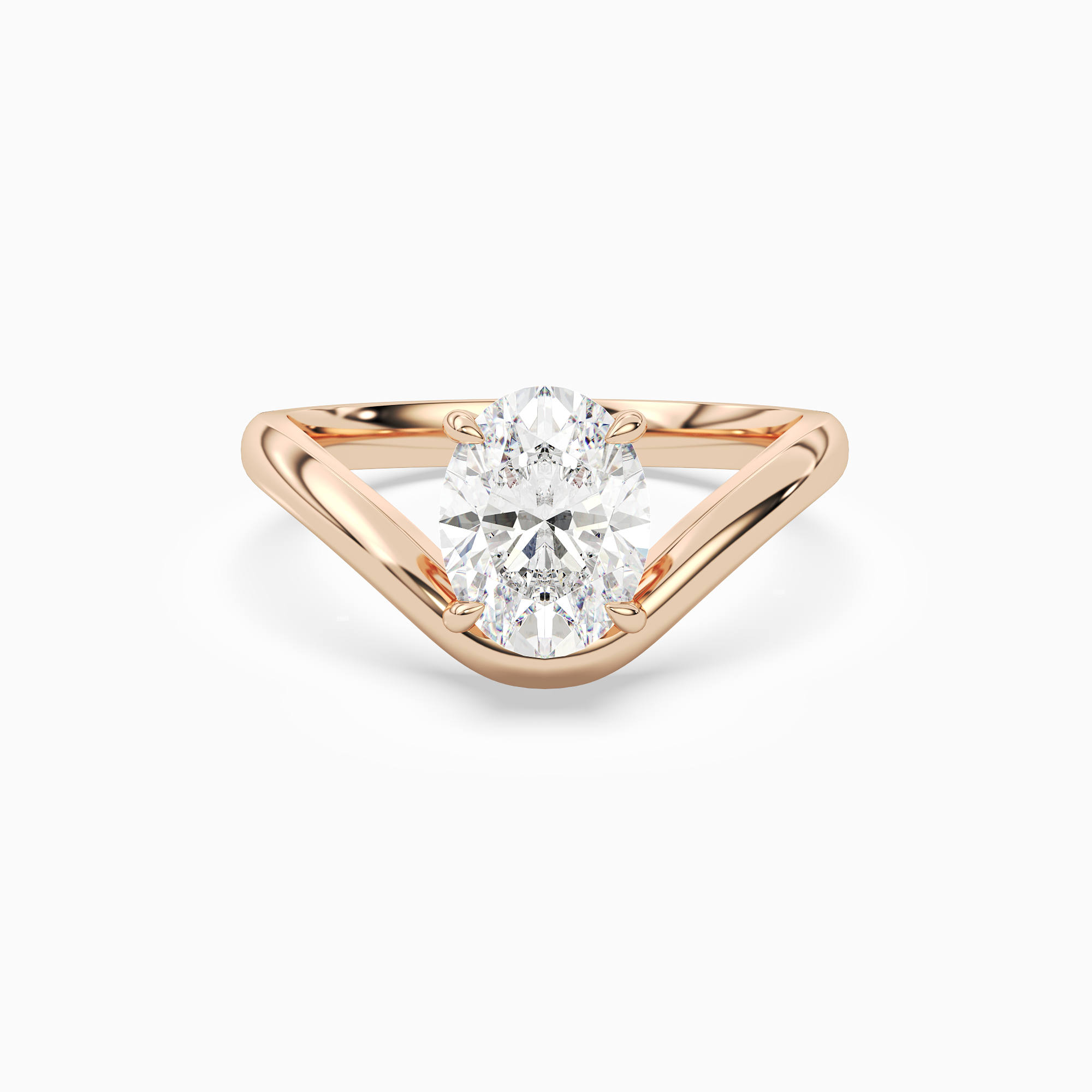 Oval V-Frame Solitaire in 14K Rose Gold main white