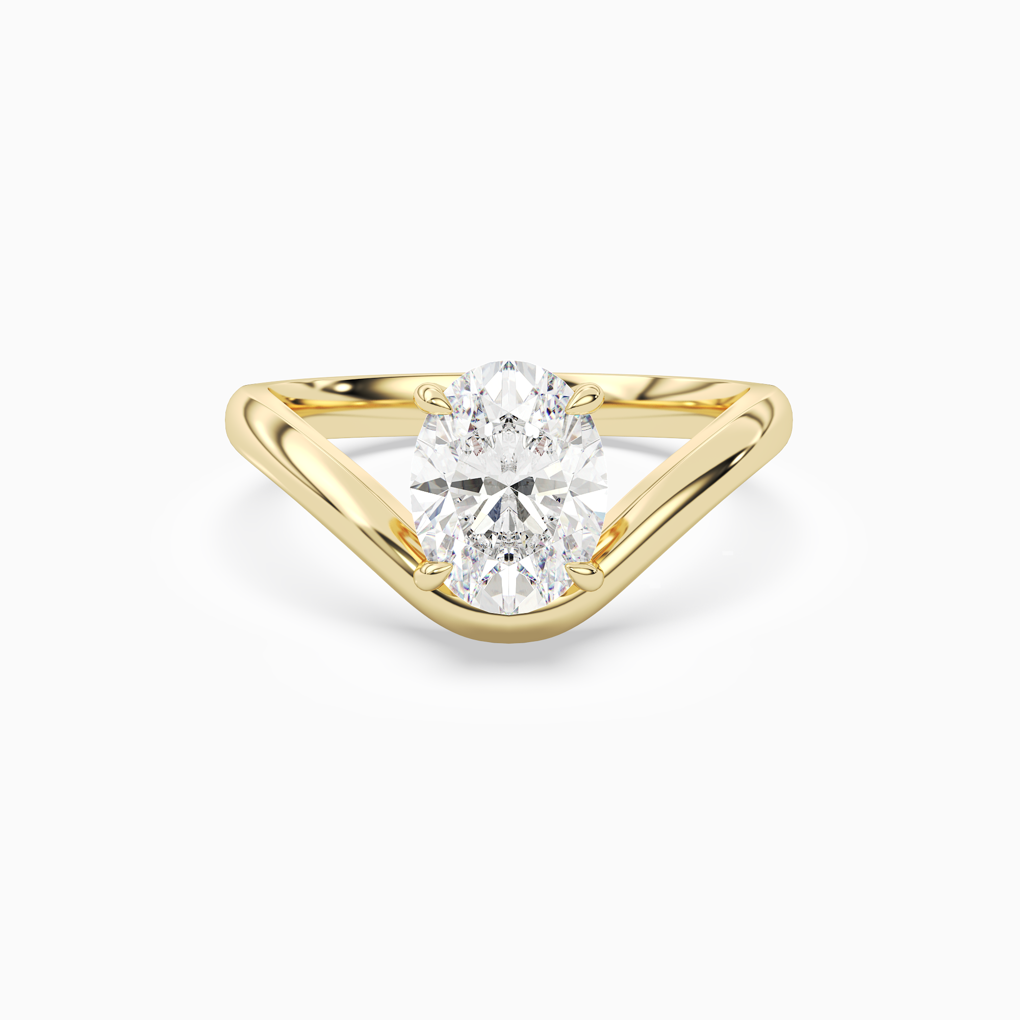 Oval V-Frame Solitaire in 14K Yellow Gold main white