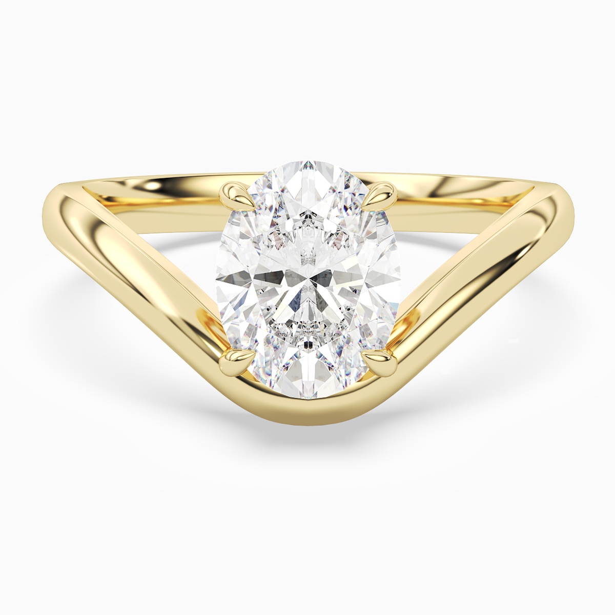 Oval V-Frame Solitaire in 18K Yellow Gold main white