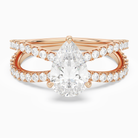 Pear Split Pavé Bypass Solitaire in 14K Rose Gold main white
