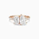 Emerald & Pear Accented Toi Et Moi in 14K Rose Gold main white