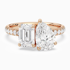 Emerald & Pear Accented Toi Et Moi in 14K Rose Gold main white