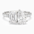 Emerald & Pear Accented Toi Et Moi in 18K White Gold main white