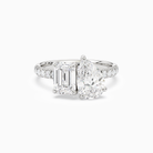 Emerald & Pear Accented Toi Et Moi in Platinum main white