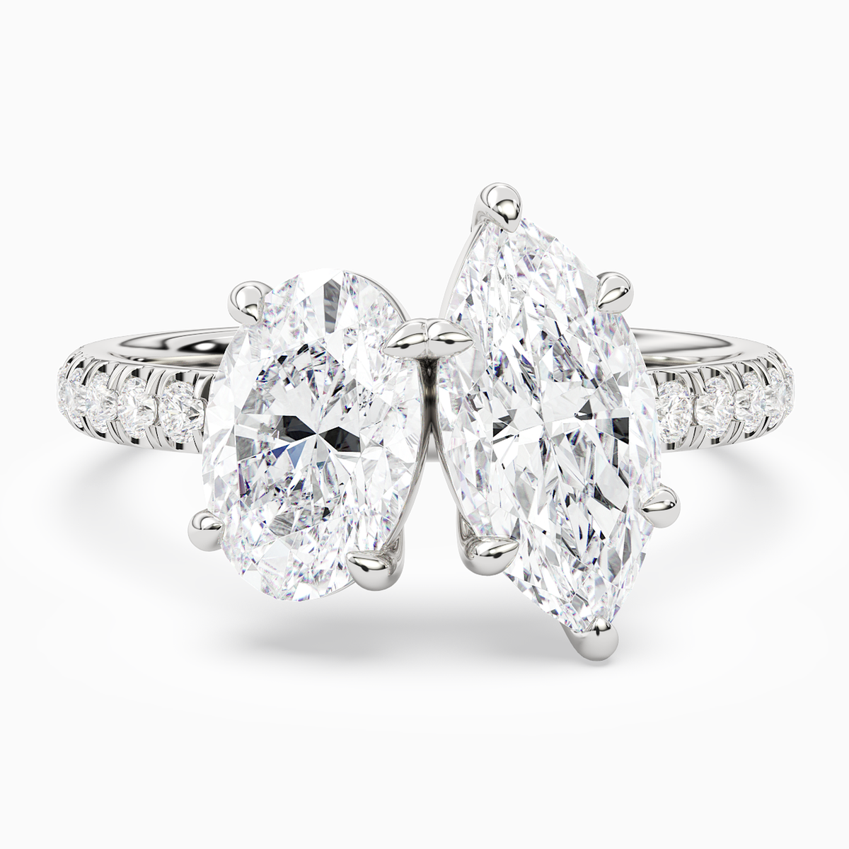 Oval & Marquise Accented Toi Et Moi in Platinum main white