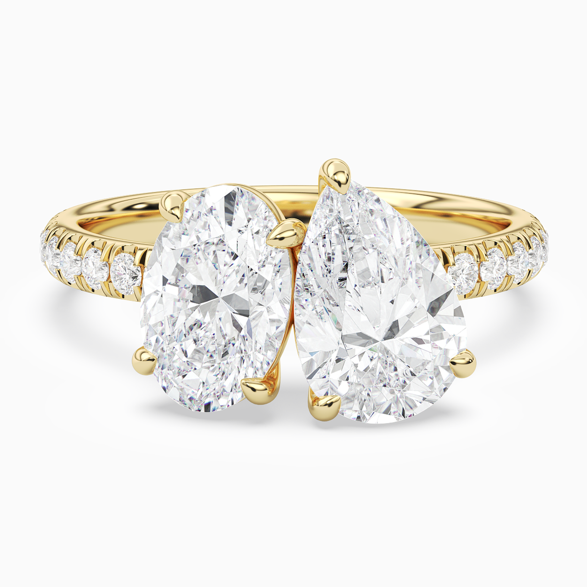 Oval & Pear Accented Toi Et Moi in 18K Yellow Gold main white