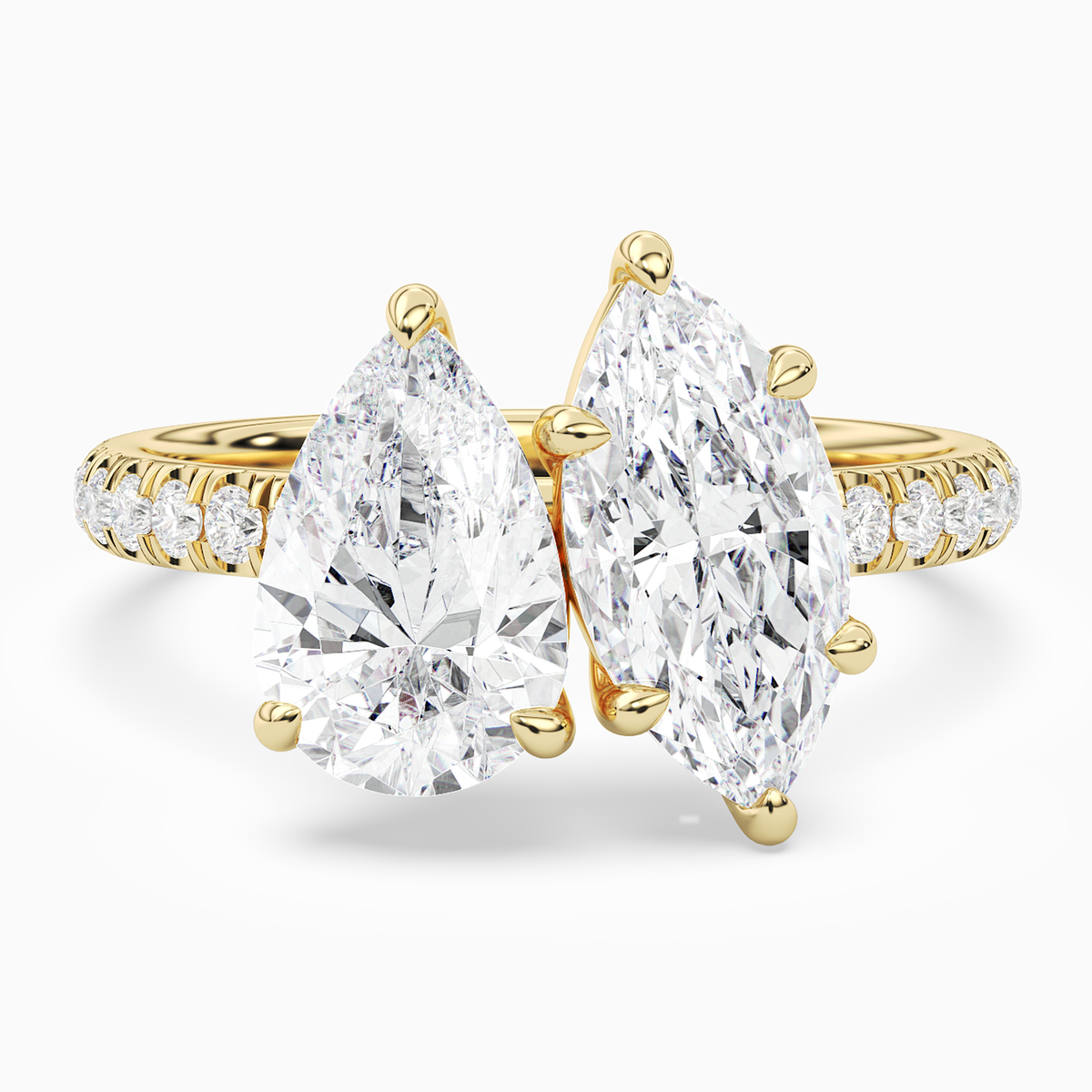 Pear & Marquise Accented Toi Et Moi in 14K Yellow Gold main white
