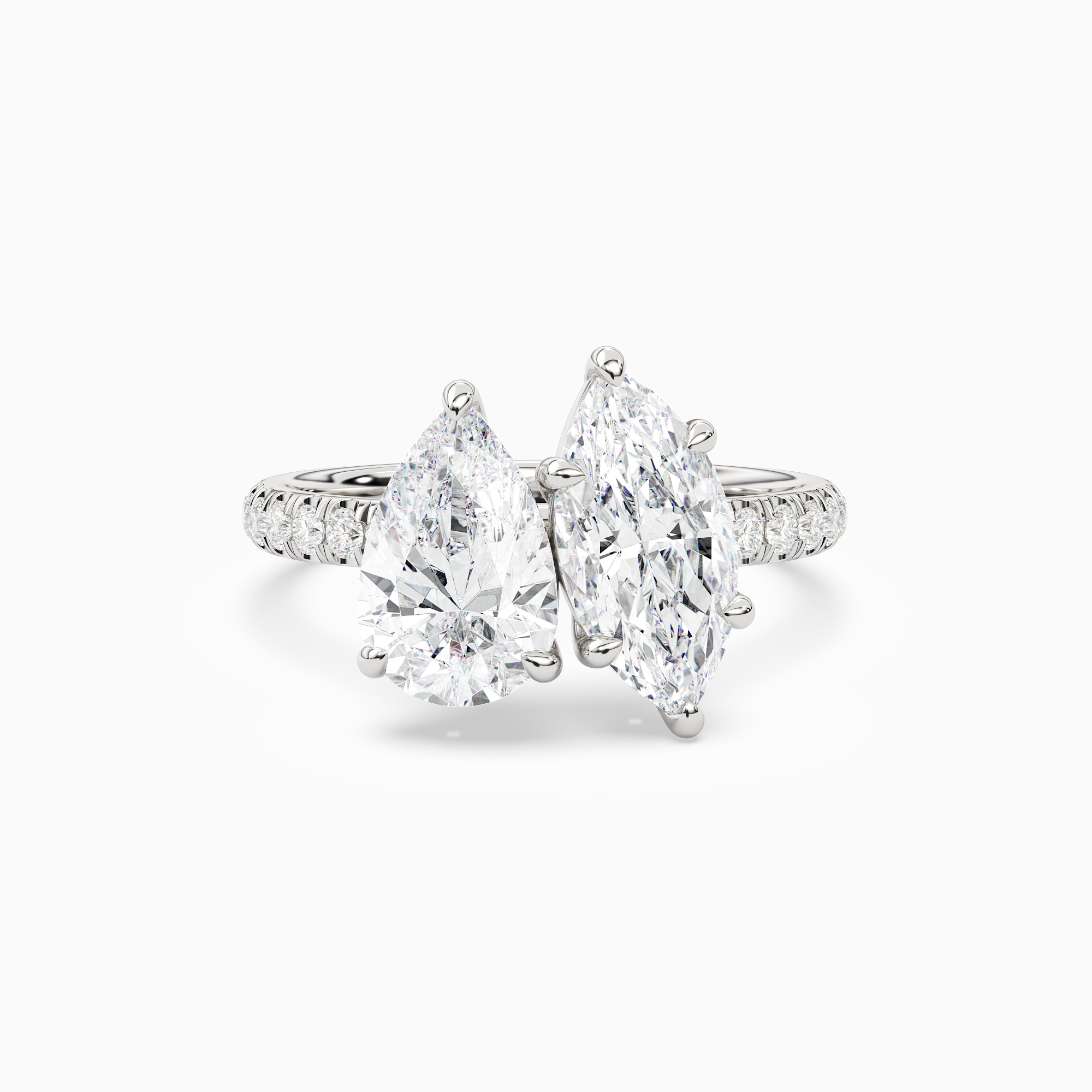 Pear & Marquise Accented Toi Et Moi in 18K White Gold main white