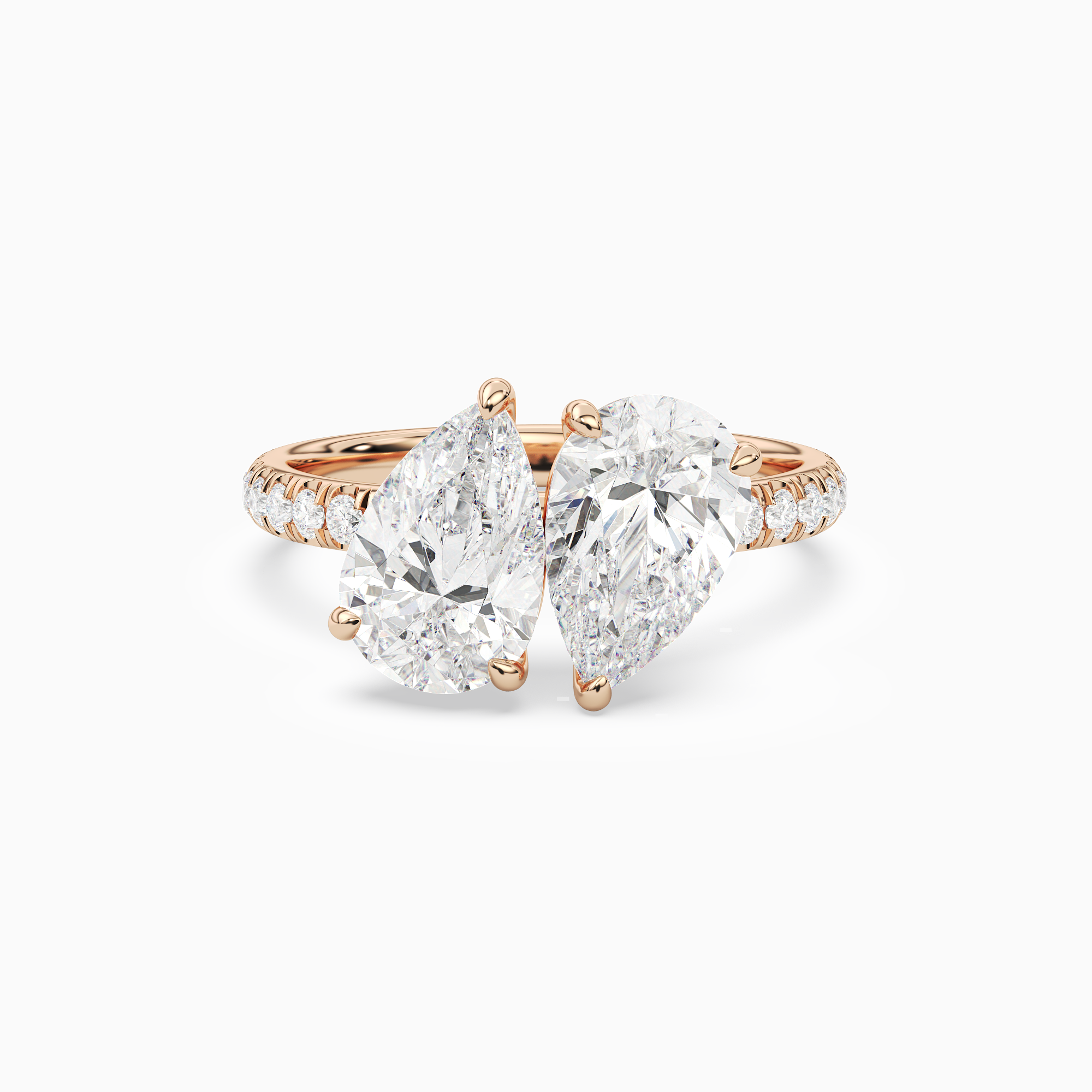 Pear & Pear Accented Toi Et Moi in 14K Rose Gold main white