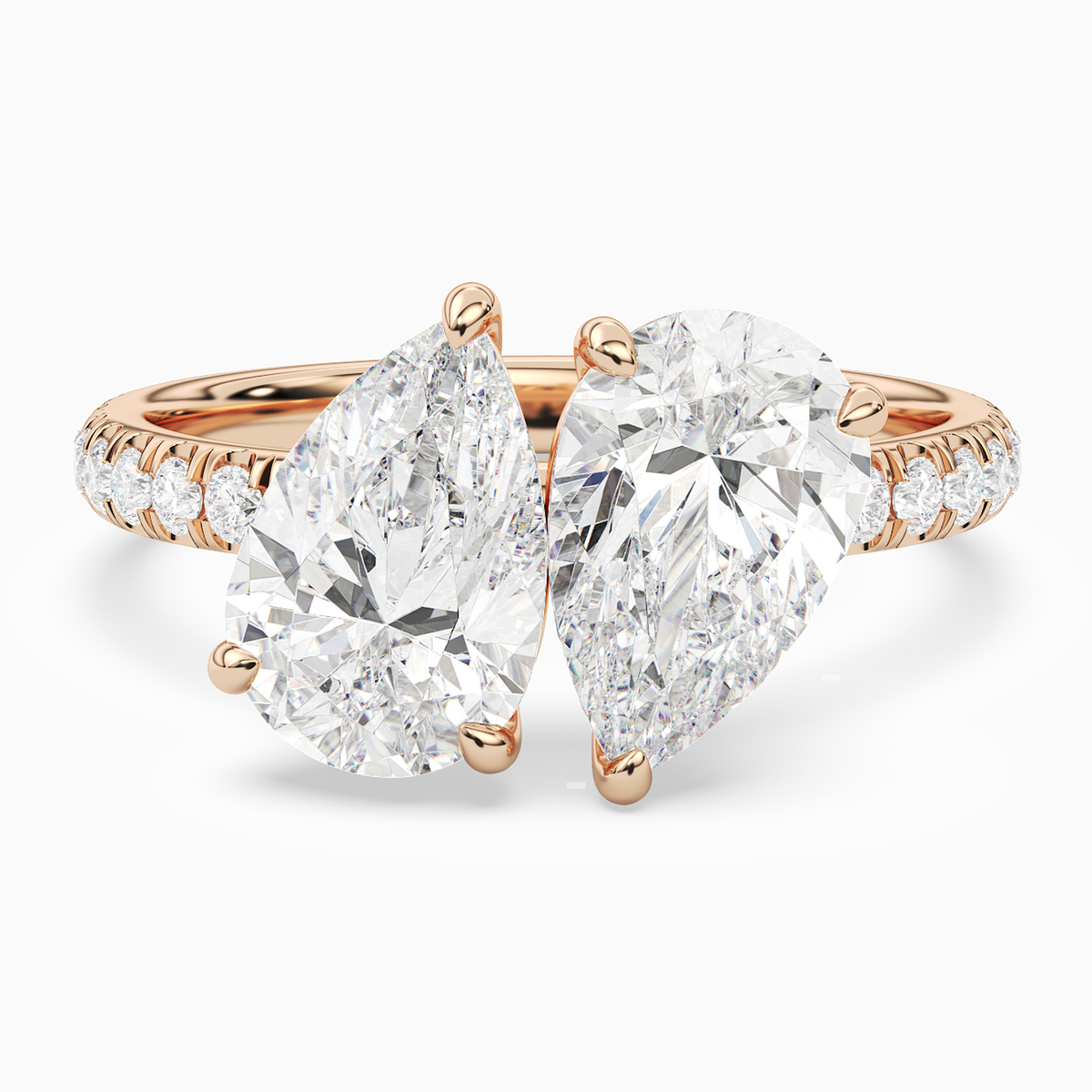 Pear & Pear Accented Toi Et Moi in 14K Rose Gold main white