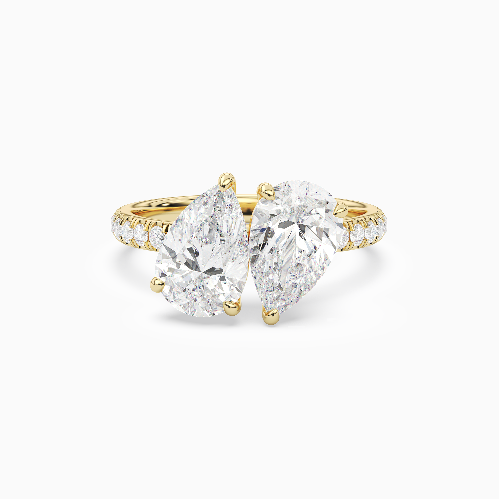 Pear & Pear Accented Toi Et Moi in 14K Yellow Gold main white
