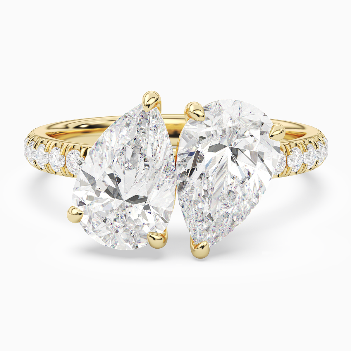 Pear & Pear Accented Toi Et Moi in 18K Yellow Gold main white