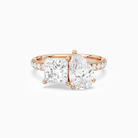Princess & Pear Accented Toi Et Moi in 14K Rose Gold main white