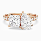 Princess & Pear Accented Toi Et Moi in 14K Rose Gold main white