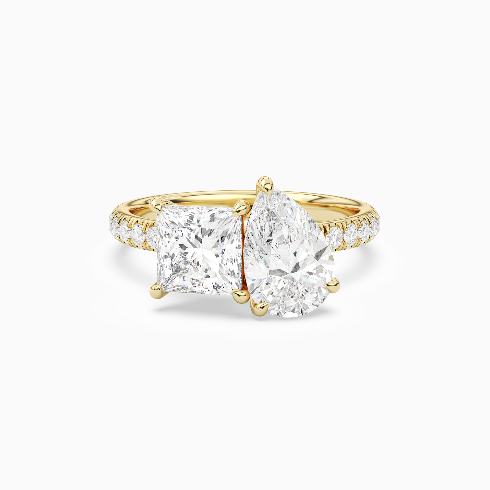 Princess & Pear Accented Toi Et Moi in 14K Yellow Gold main white
