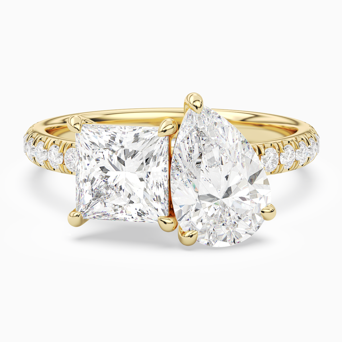 Princess & Pear Accented Toi Et Moi in 18K Yellow Gold main white