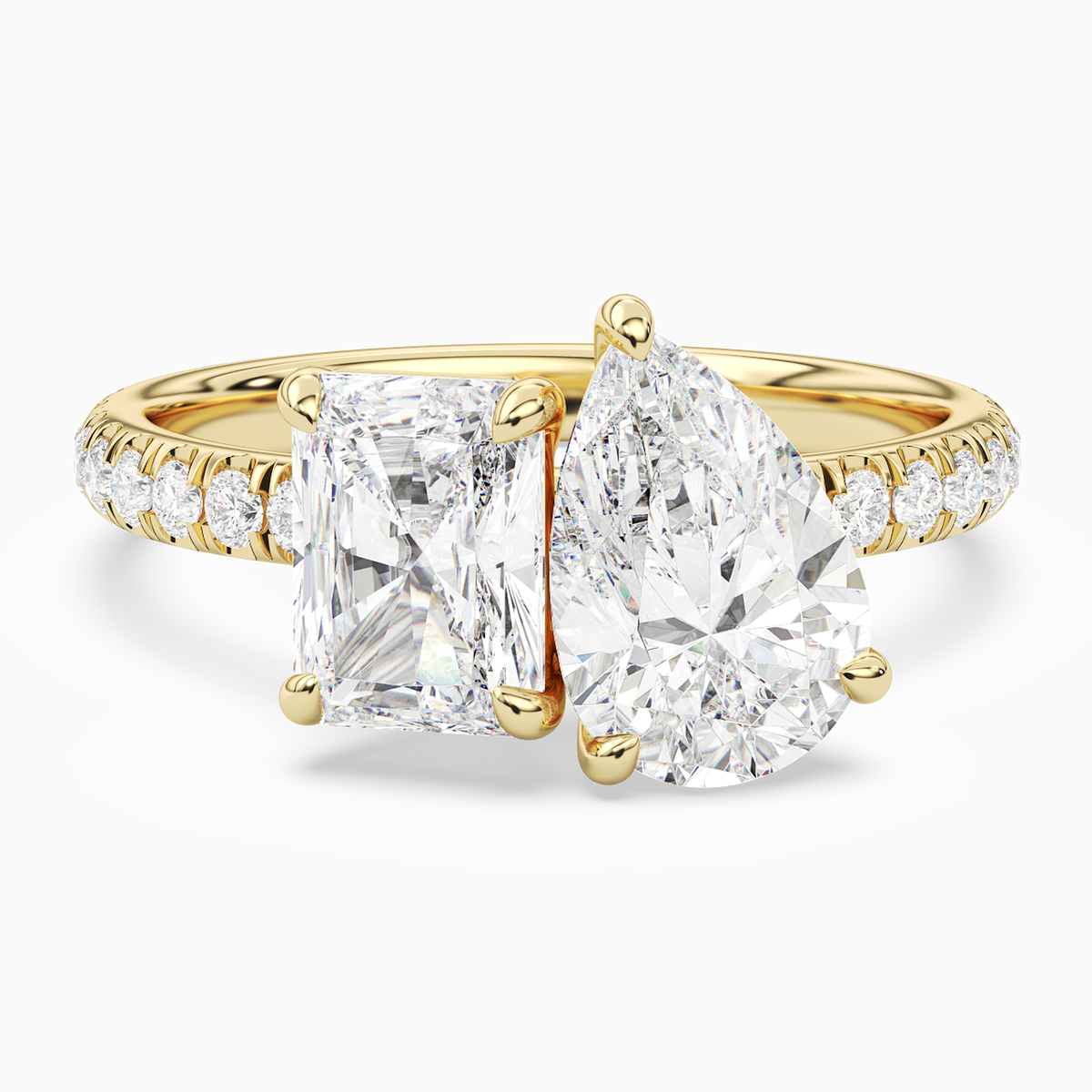 Radiant & Pear Accented Toi Et Moi in 18K Yellow Gold main white