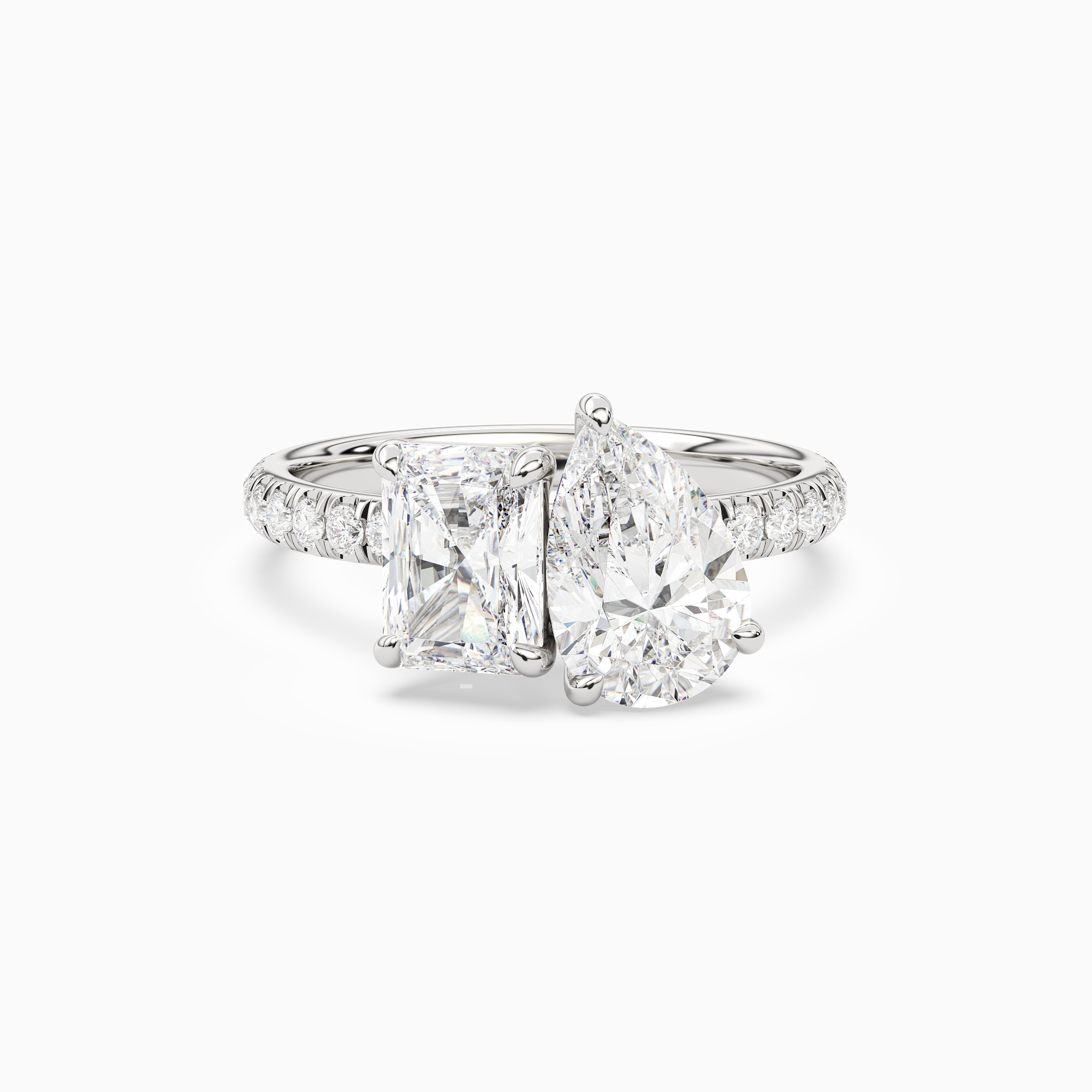 Radiant & Pear Accented Toi Et Moi in Platinum main white