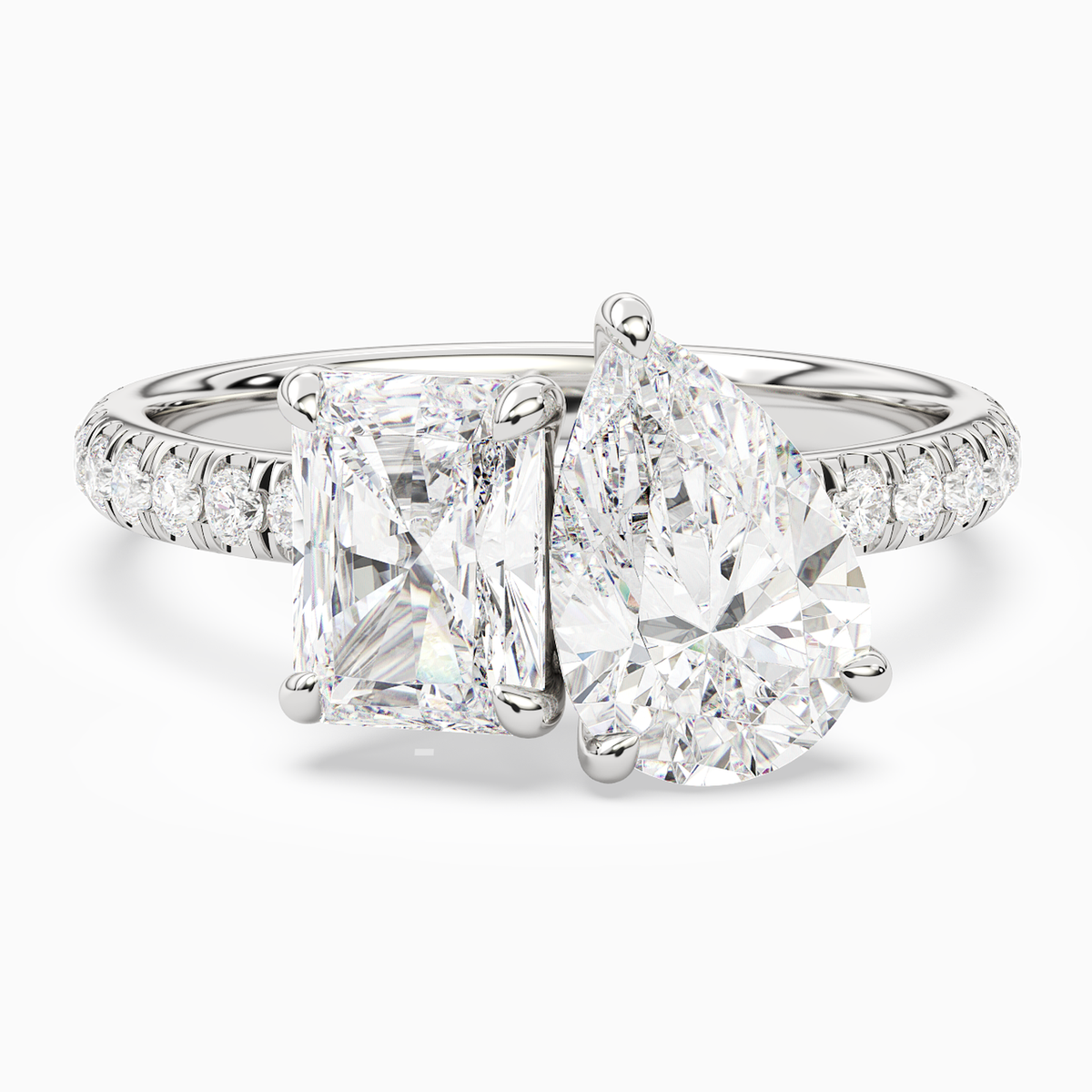 Radiant & Pear Accented Toi Et Moi in Platinum main white