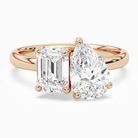 Emerald & Pear Clean Toi Et Moi in 14K Rose Gold main white