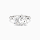 Emerald & Pear Clean Toi Et Moi in 14K White Gold main white