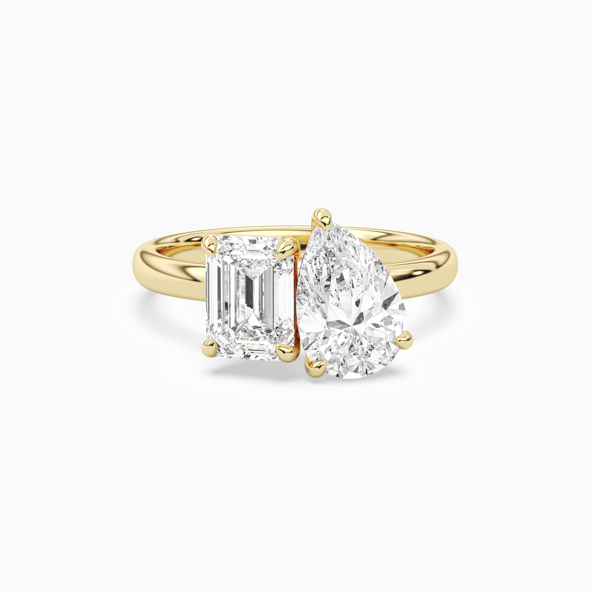 Emerald & Pear Clean Toi Et Moi in 14K Yellow Gold main white