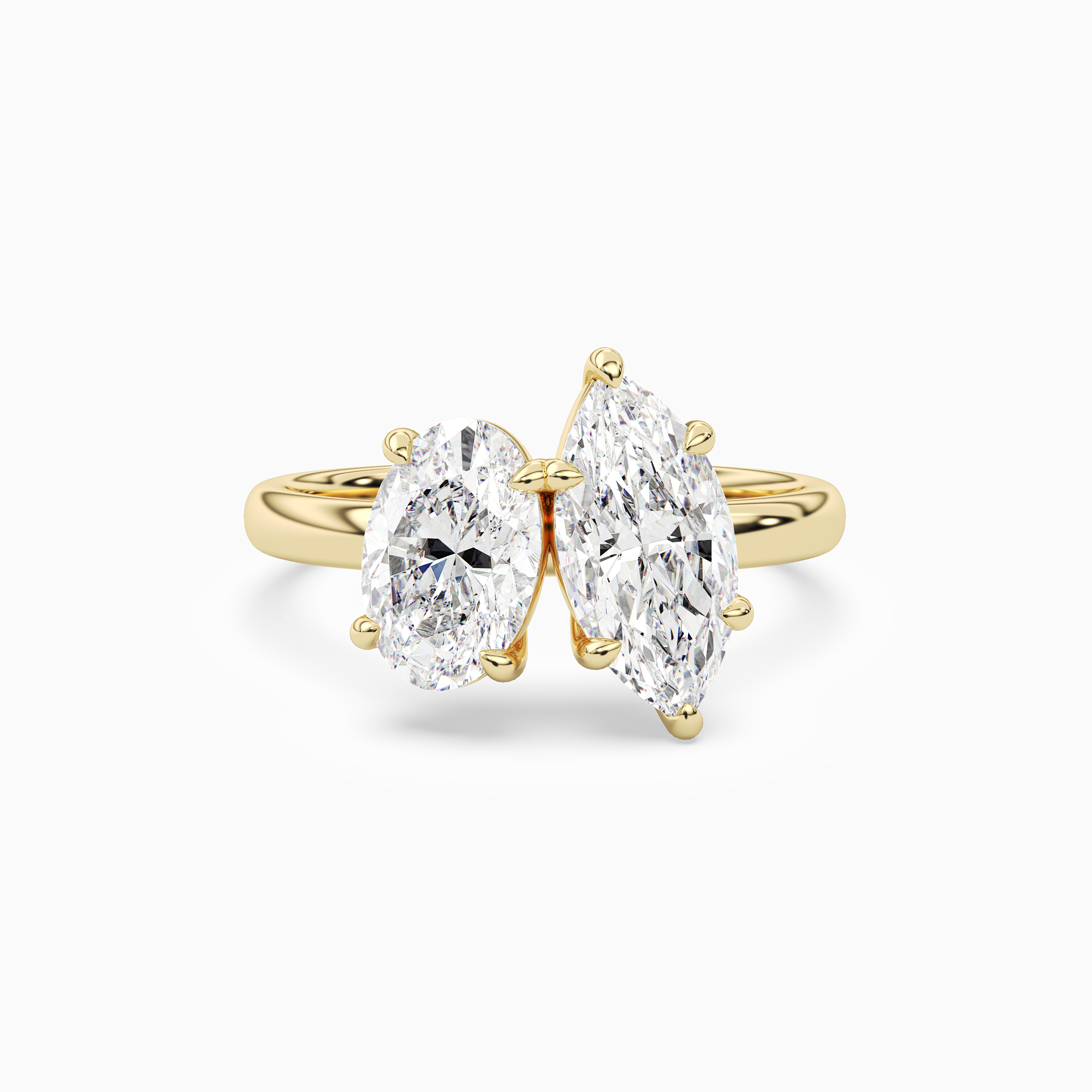 Oval & Marquise Clean Toi Et Moi in 14K Yellow Gold main white