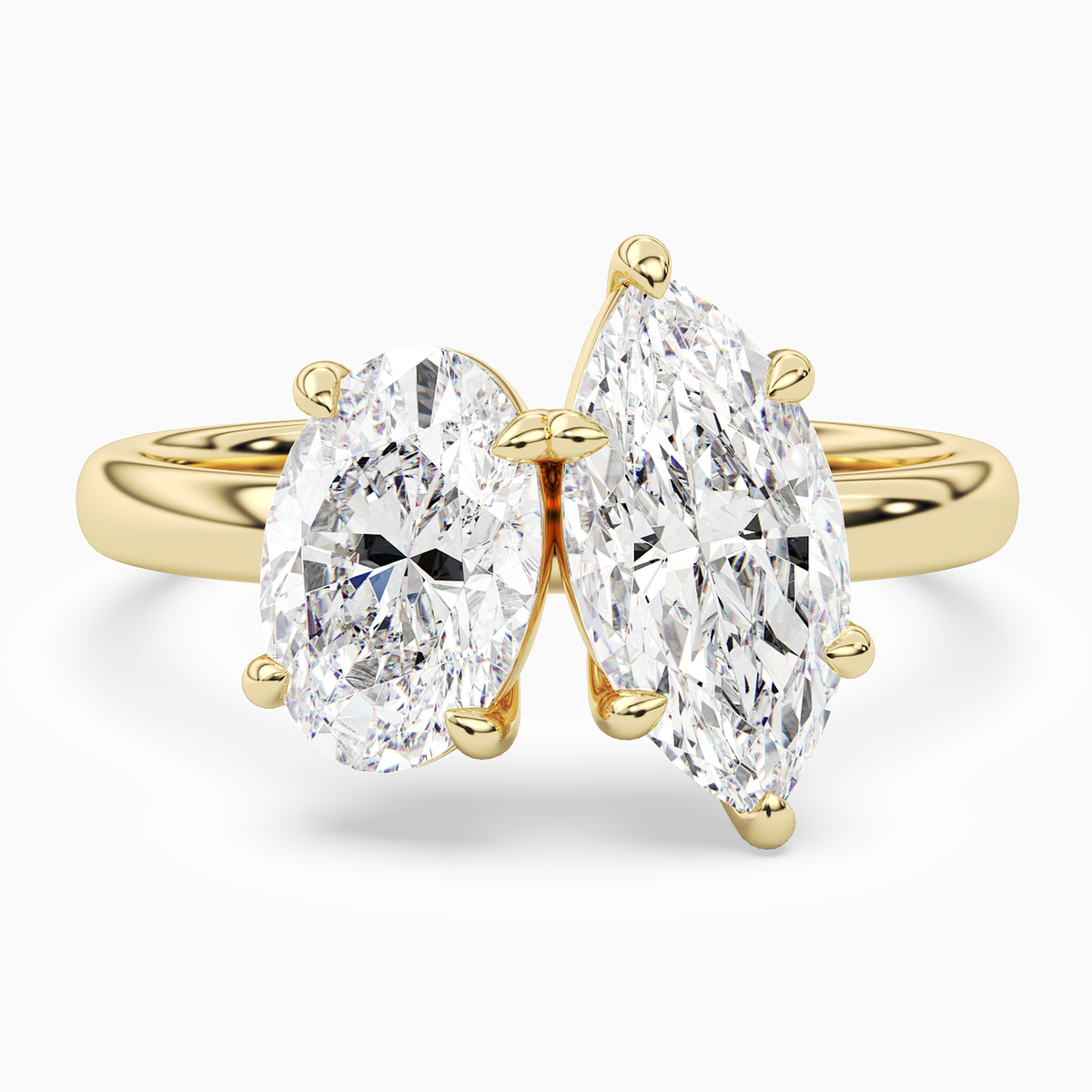 Oval & Marquise Clean Toi Et Moi in 14K Yellow Gold main white