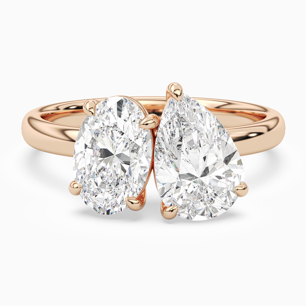 Oval & Pear Clean Toi Et Moi in 14K Rose Gold main white