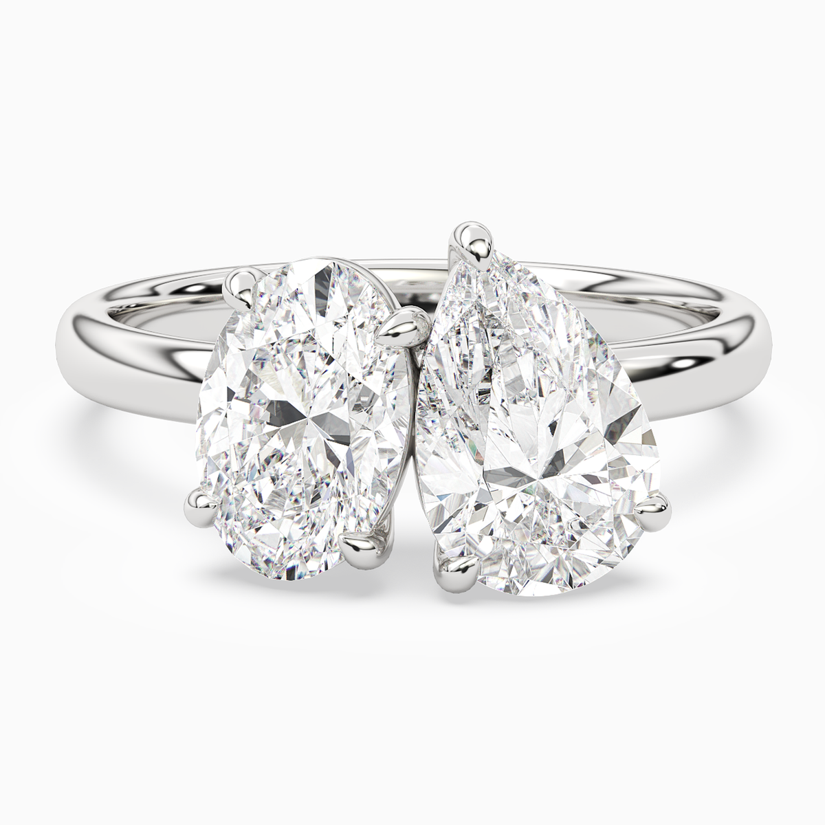 Oval & Pear Clean Toi Et Moi in Platinum main white