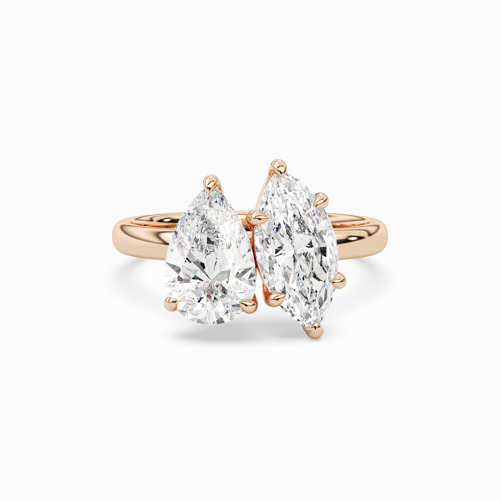Pear & Marquise Clean Toi Et Moi in 14K Rose Gold main white