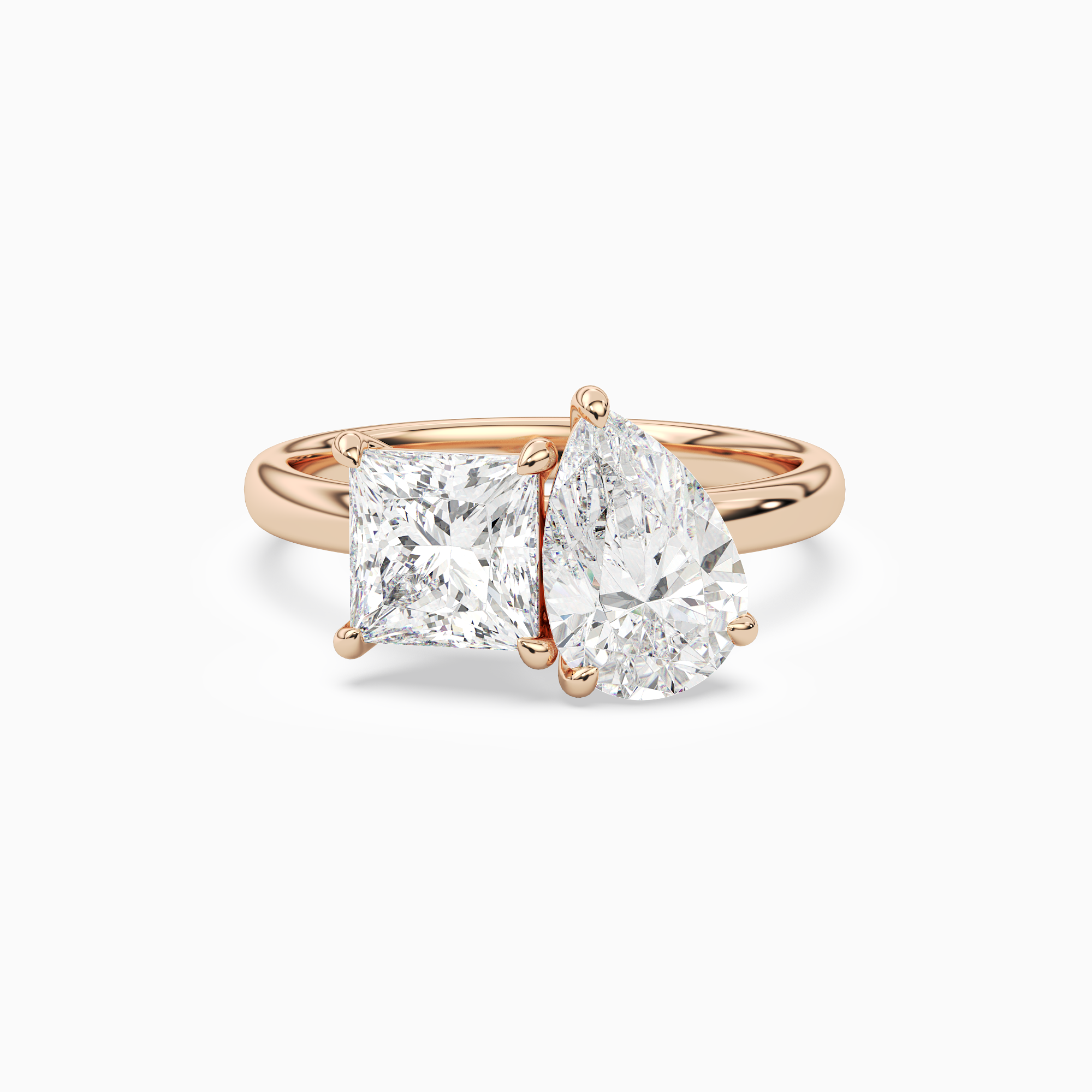 Princess & Pear Clean Toi Et Moi in 14K Rose Gold main white