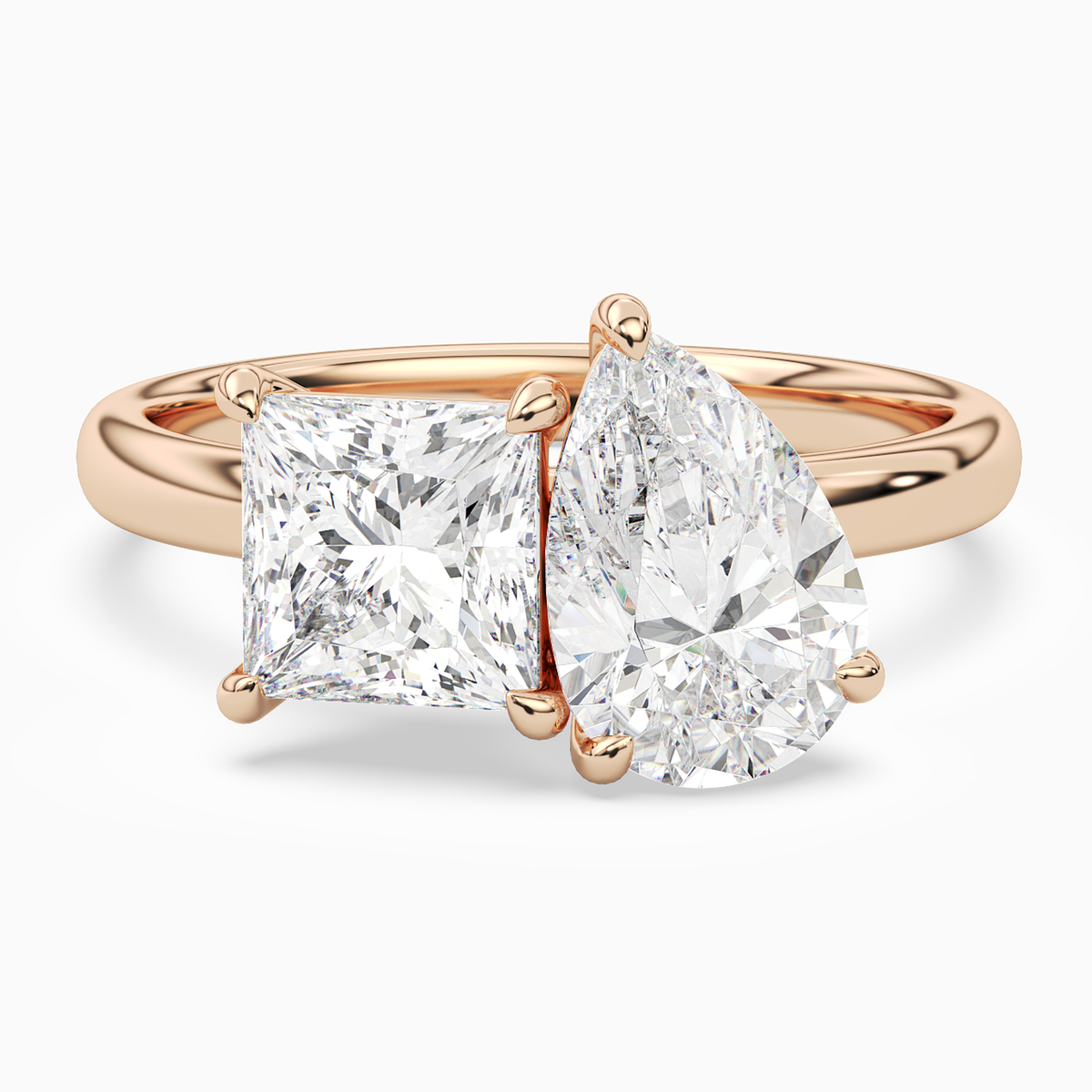 Princess & Pear Clean Toi Et Moi in 14K Rose Gold main white