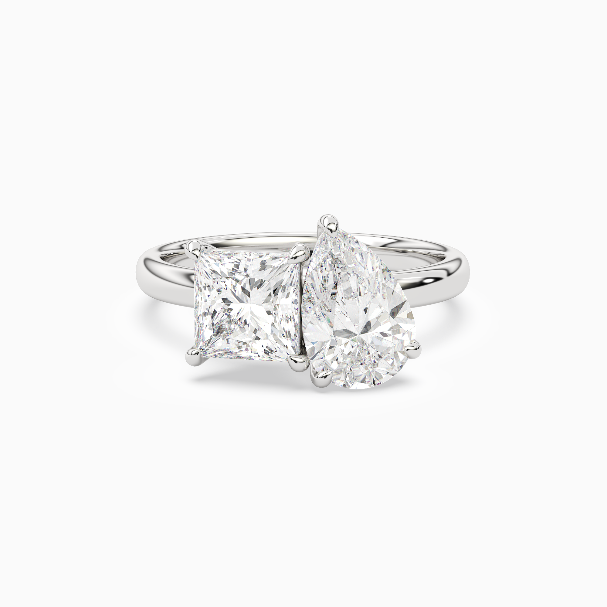 Princess & Pear Clean Toi Et Moi in 14K White Gold main white