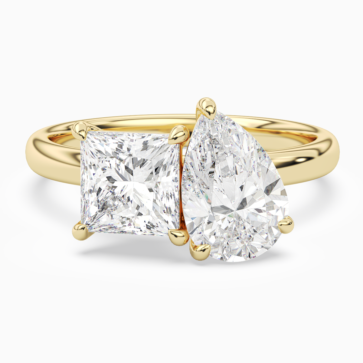 Princess & Pear Clean Toi Et Moi in 14K Yellow Gold main white