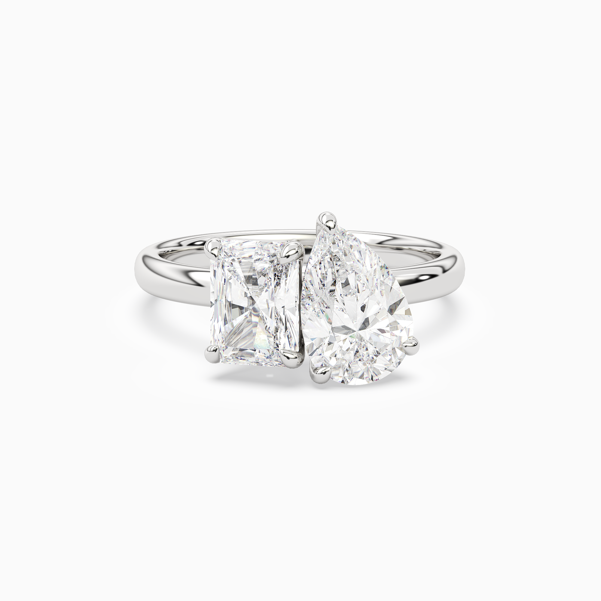 Radiant & Pear Clean Toi Et Moi in 18K White Gold main white