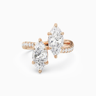Marquise & Marquise Parallel Pavé Toi Et Moi in 14K Rose Gold main white