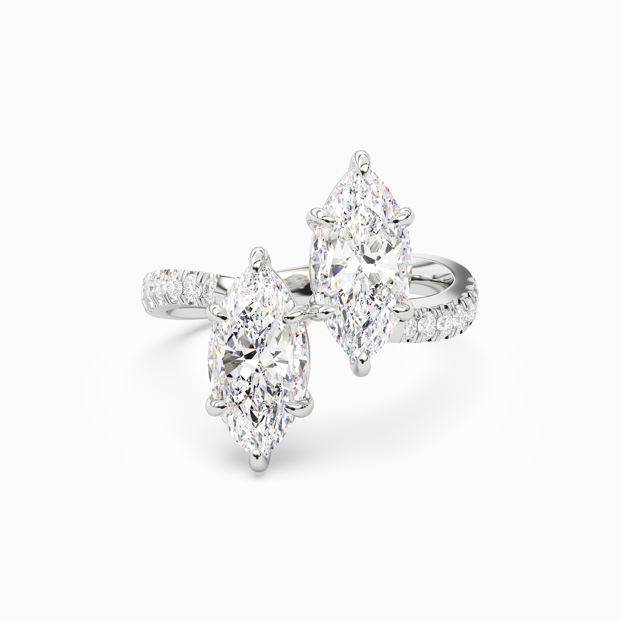 Marquise & Marquise Parallel Pavé Toi Et Moi in Platinum main white