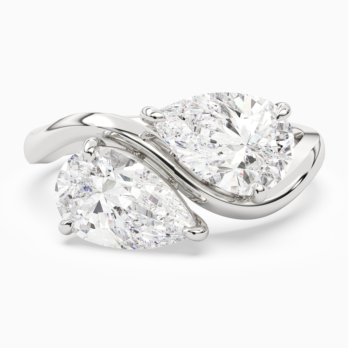 Pear & Pear Crossover Toi Et Moi Plain in 14K White Gold main white