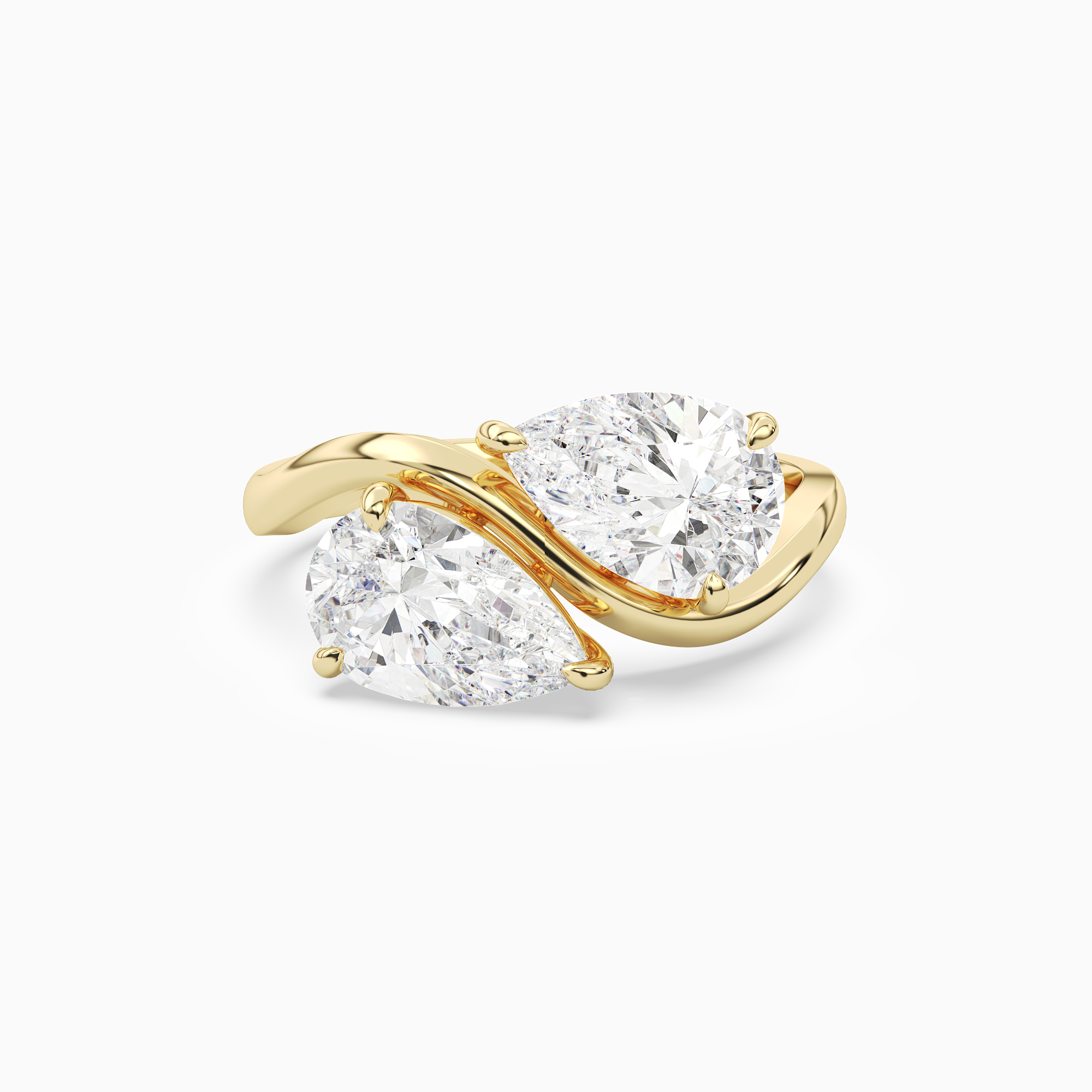 Pear & Pear Crossover Toi Et Moi Plain in 14K Yellow Gold main white