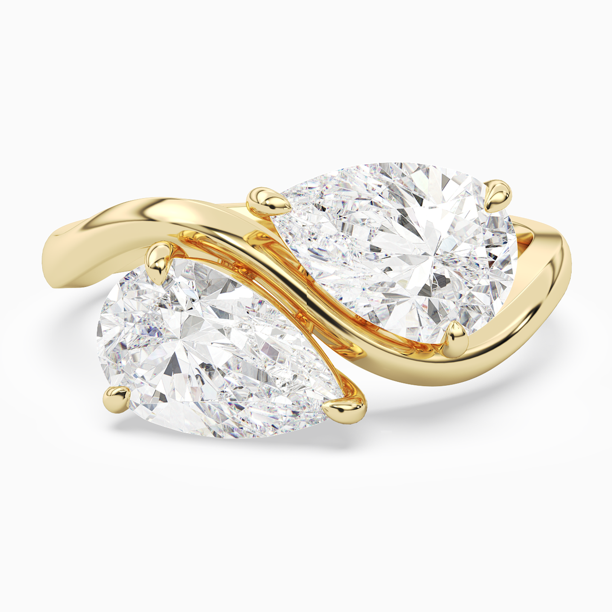 Pear & Pear Crossover Toi Et Moi Plain in 18K Yellow Gold main white