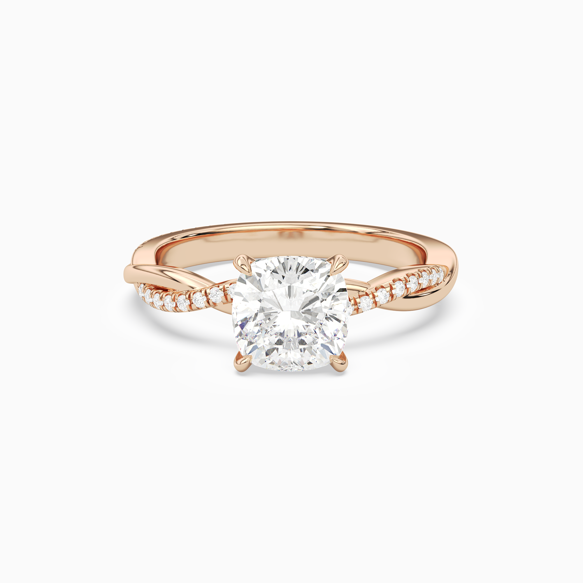 Cushion Twisted Vine Accented in 14K Rose Gold main white